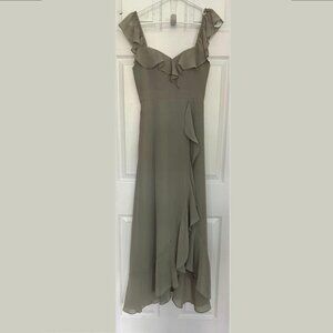 Moss Green Revelry Scarlet Chiffon Dress (Bridesmaid, Formal, Special Event)